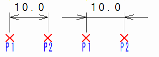 Inside and outside the arrow position of the dimension