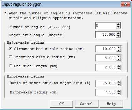 Input Regular Polygon dialog