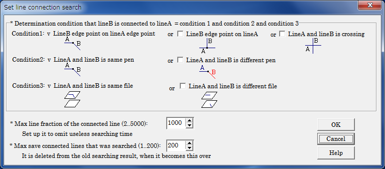 Line connection Search condition setting